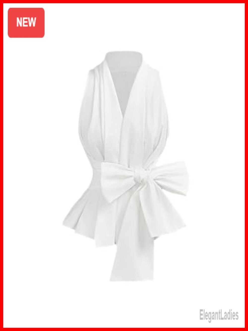 Bow Tie Front Wrap Tank Top Ruffled Hem Sleeveless Blouse Summer Party